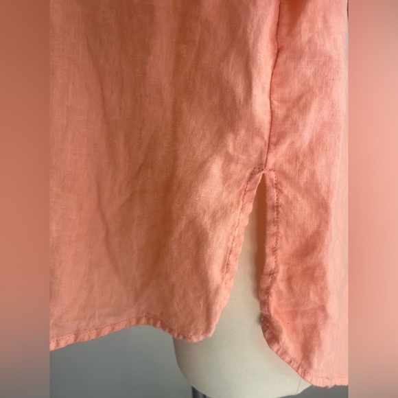 Peach 100% Linen Tunic, natural brown buttons size small - Picture 10 of 10